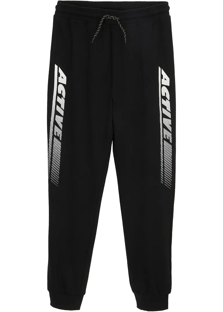 Jogginghose aus weichem Baumwoll-Mix in schwarz von vorne - bonprix Jogginghose aus weichem Baumwoll-Mix in schwarz von vorne - bonprix