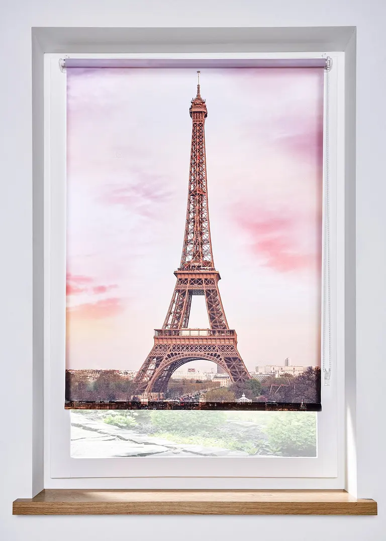 Sichtschutzrollo mit Eiffelturm Motiv in rosa - bpc living bonprix collection Sichtschutzrollo mit Eiffelturm Motiv in rosa - bpc living bonprix collection