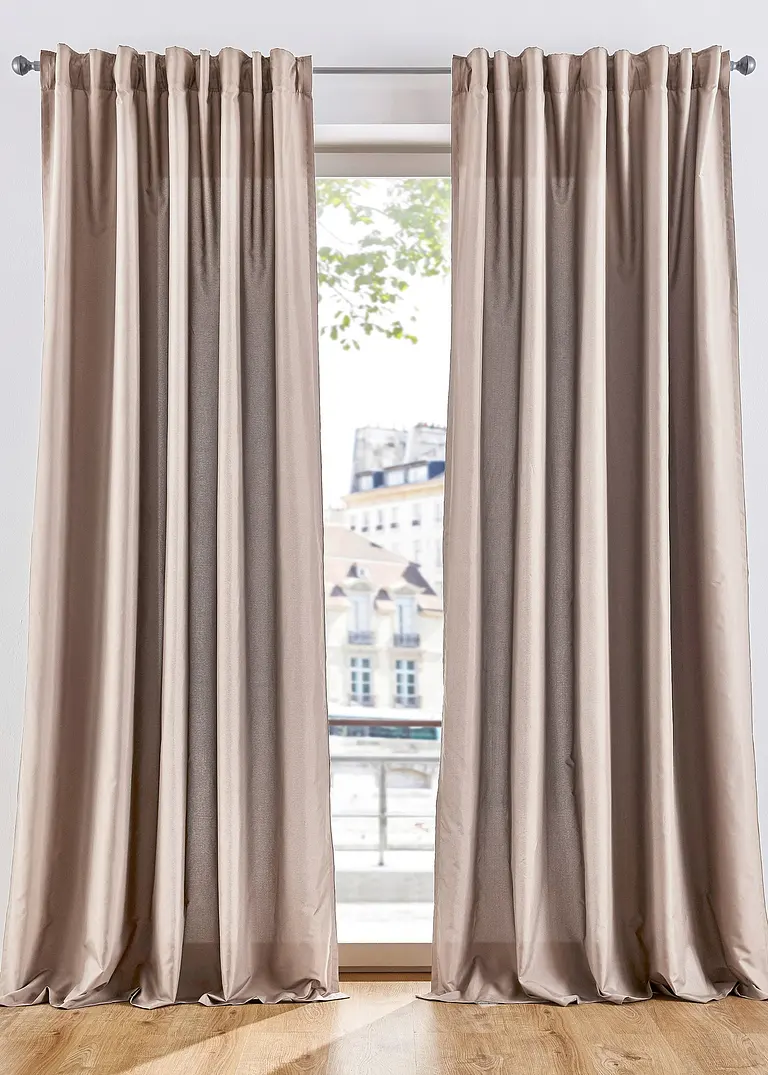 Pflegeleichte Vorhänge aus Mikrofaser (2er Pack) in beige - bonprix Pflegeleichte Vorhänge aus Mikrofaser (2er Pack) in beige - bonprix