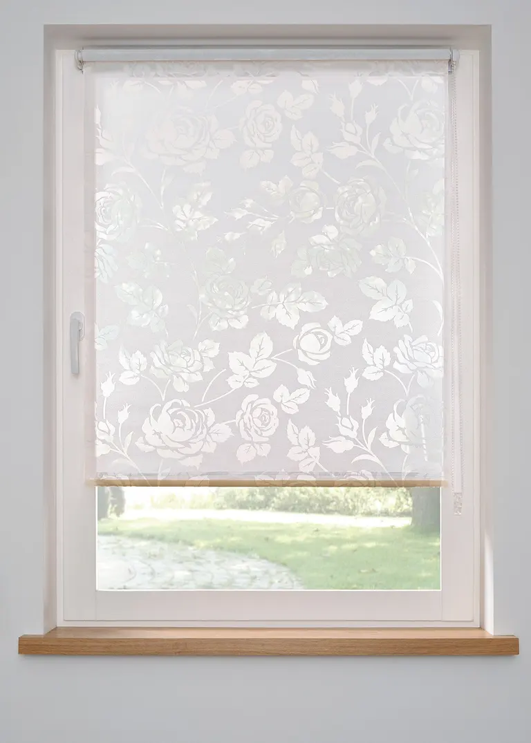 Ausbrenner Rollo mit Blumen-Motiv in weiß - bpc living bonprix collection Ausbrenner Rollo mit Blumen-Motiv in weiß - bpc living bonprix collection
