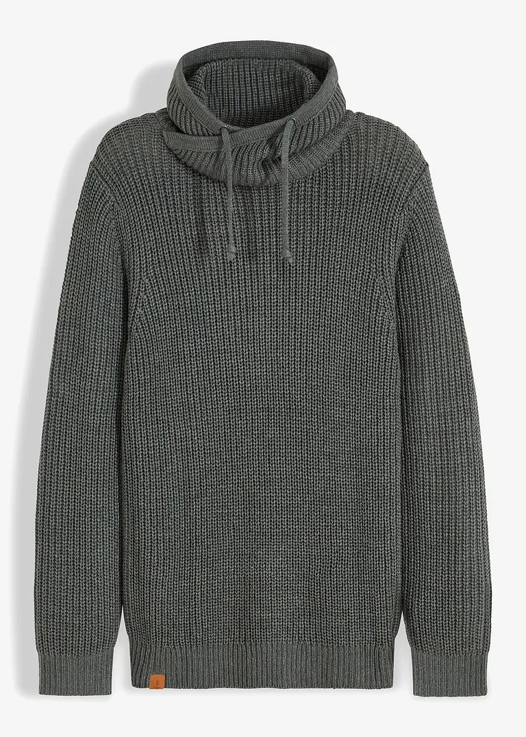 Grobstrick-Pullover mit Schalkragen in grün von vorne - bonprix Grobstrick-Pullover mit Schalkragen in grün von vorne - bonprix