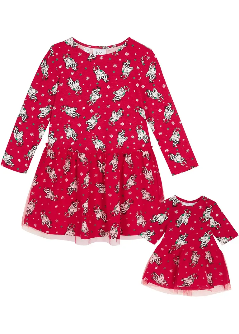 Jerseykleid + Puppenkleid in rot von vorne - bonprix Jerseykleid + Puppenkleid in rot von vorne - bonprix