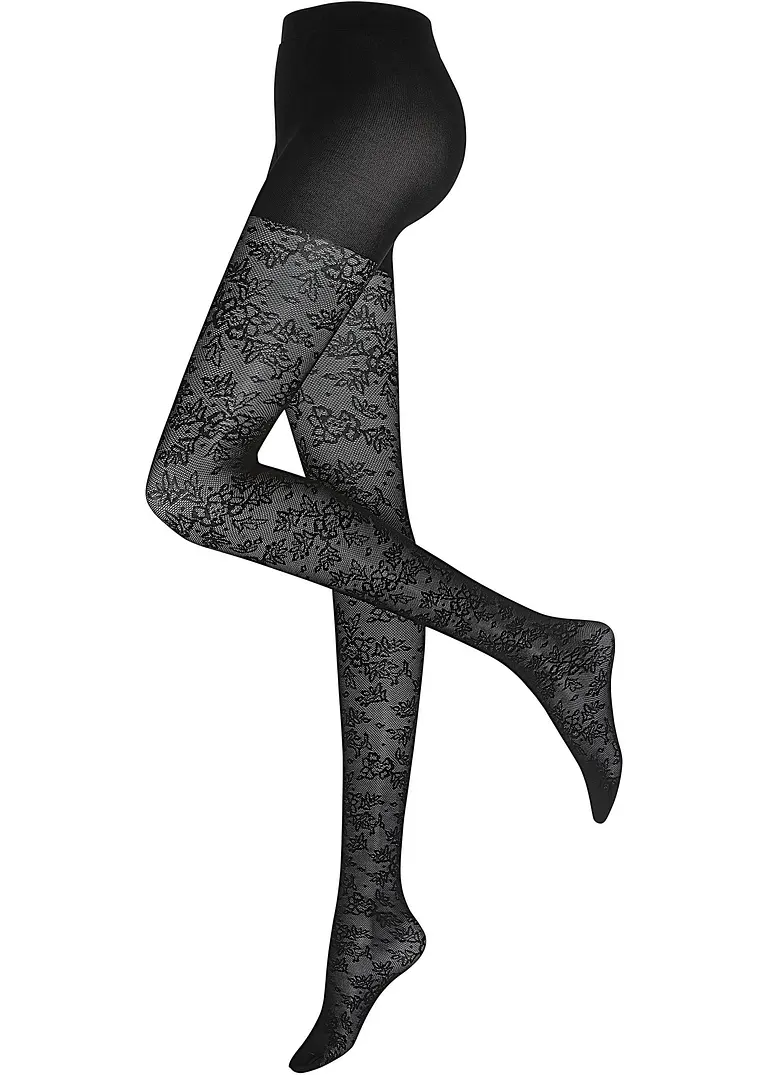 Strumpfhose 70den aus Spitze in schwarz von vorne - bonprix Strumpfhose 70den aus Spitze in schwarz von vorne - bonprix