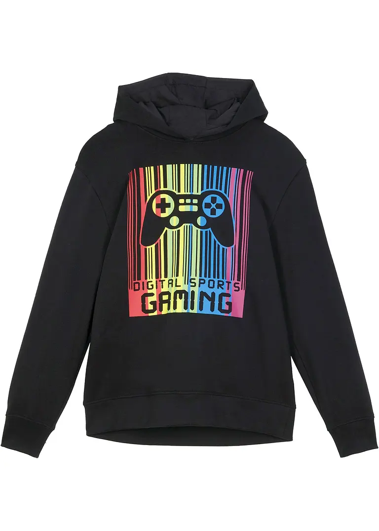 Jungen Kapuzensweatshirt in schwarz von vorne - bonprix Jungen Kapuzensweatshirt in schwarz von vorne - bonprix
