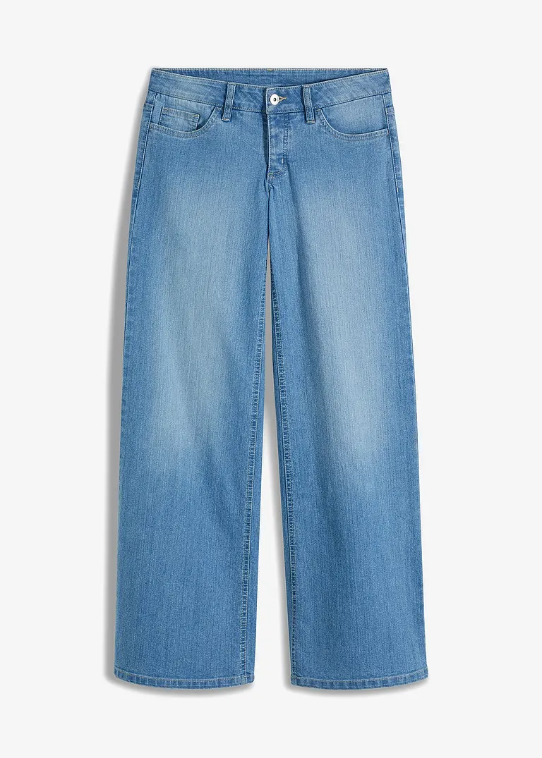 Wide-Leg-Jeans, Low Waist, Lang in blau von vorne - bonprix Wide-Leg-Jeans, Low Waist, Lang in blau von vorne - bonprix