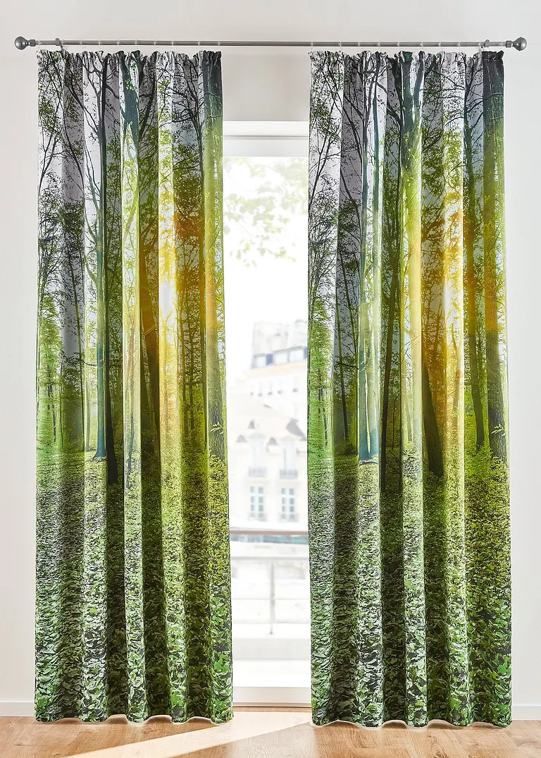 Verdunkelungsvorhang mit Wald Motiv (1er Pack) in grün - bonprix Verdunkelungsvorhang mit Wald Motiv (1er Pack) in grün - bonprix