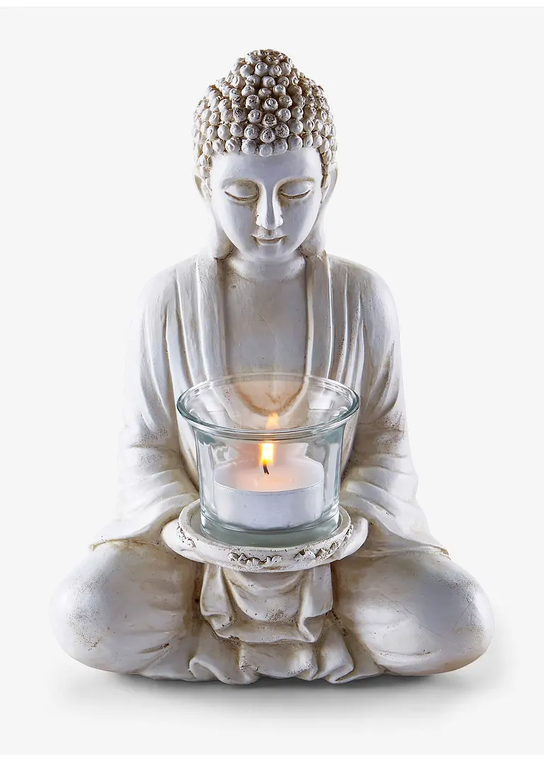 Teelichthalter in Buddha-Form in weiß - bonprix Teelichthalter in Buddha-Form in weiß - bonprix