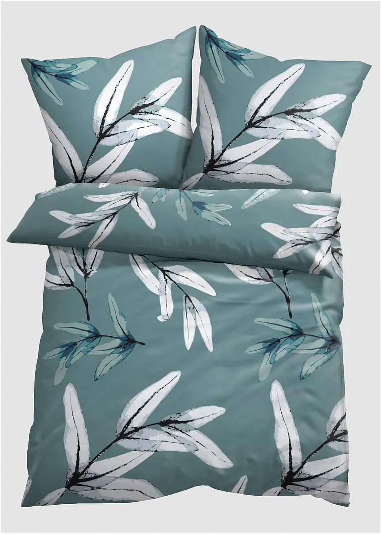 Bettwäsche mit Blättern in blau - bonprix Bettwäsche mit Blättern in blau - bonprix