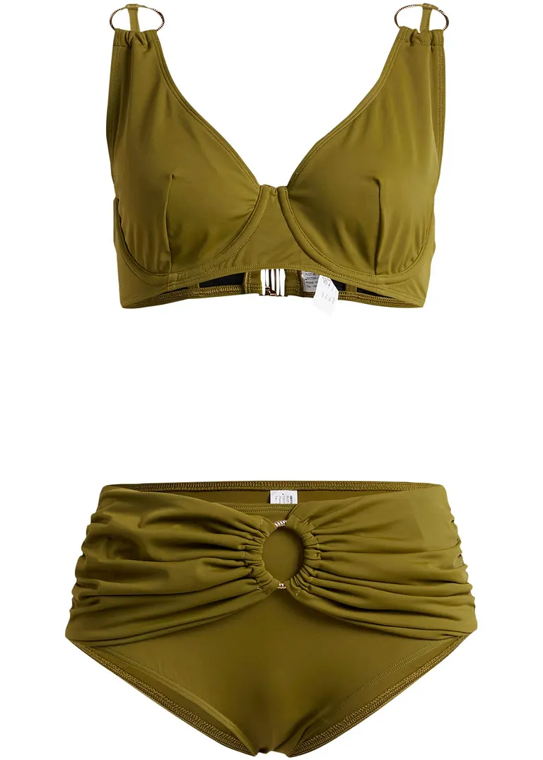 Edler Bügel Bikini mit hochwertigen Details oliv Cup C Damen