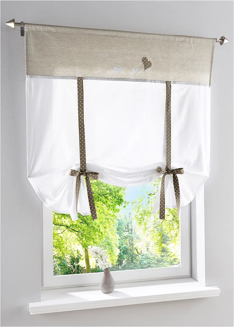 Bio Baumwoll Bindegardine mit Herz Motiv (1er Pack) in beige - bonprix Bio Baumwoll Bindegardine mit Herz Motiv (1er Pack) in beige - bonprix