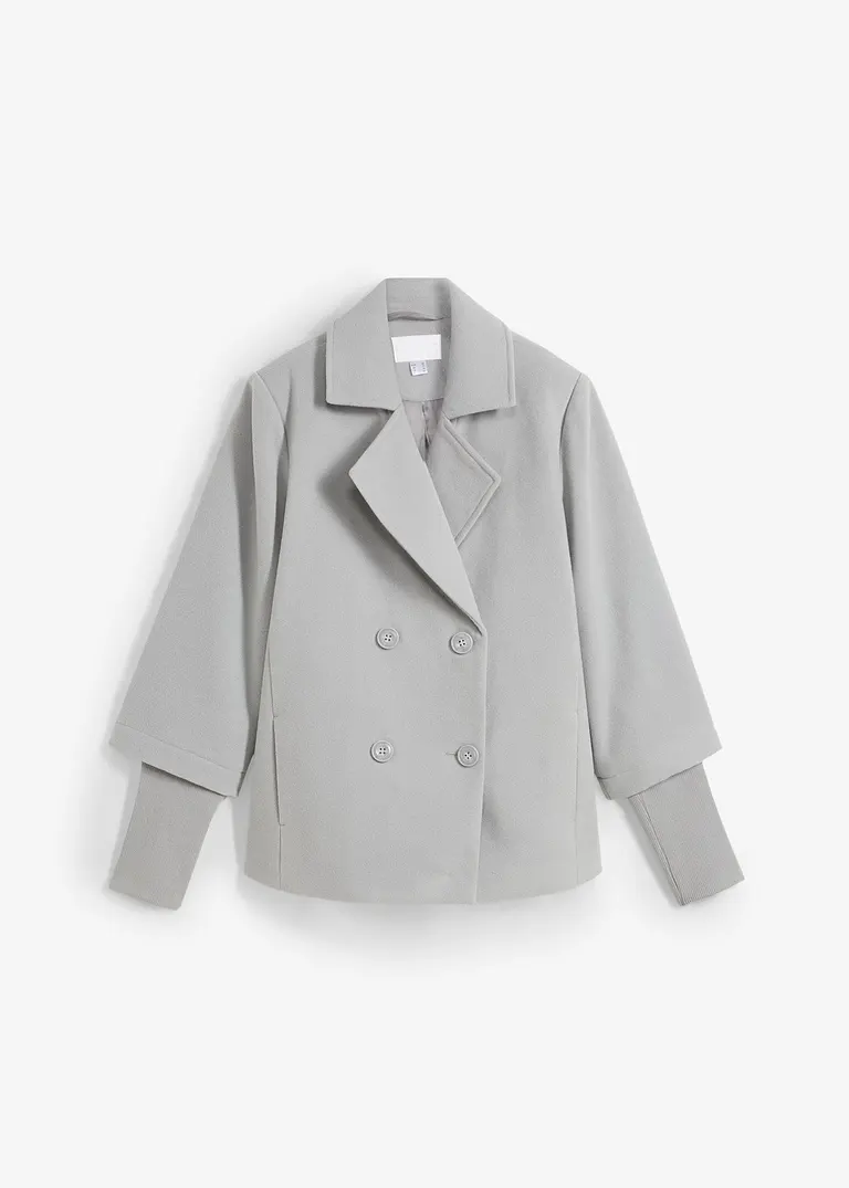 Cabanjacke mit Strickärmeln in grau von vorne - bonprix Cabanjacke mit Strickärmeln in grau von vorne - bonprix