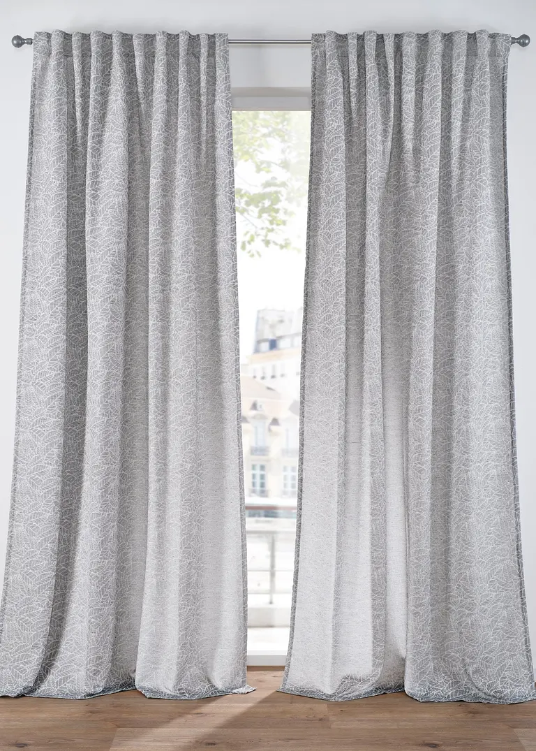 Jacquard Vorhang mit Blattmotiv (1er Pack) in grau - bonprix Jacquard Vorhang mit Blattmotiv (1er Pack) in grau - bonprix