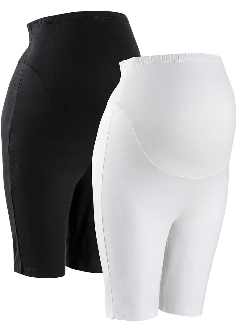 Umstands-Radlerhose aus Bio-Baumwolle (2er Pack) in schwarz von vorne - bonprix Umstands-Radlerhose aus Bio-Baumwolle (2er Pack) in schwarz von vorne - bonprix