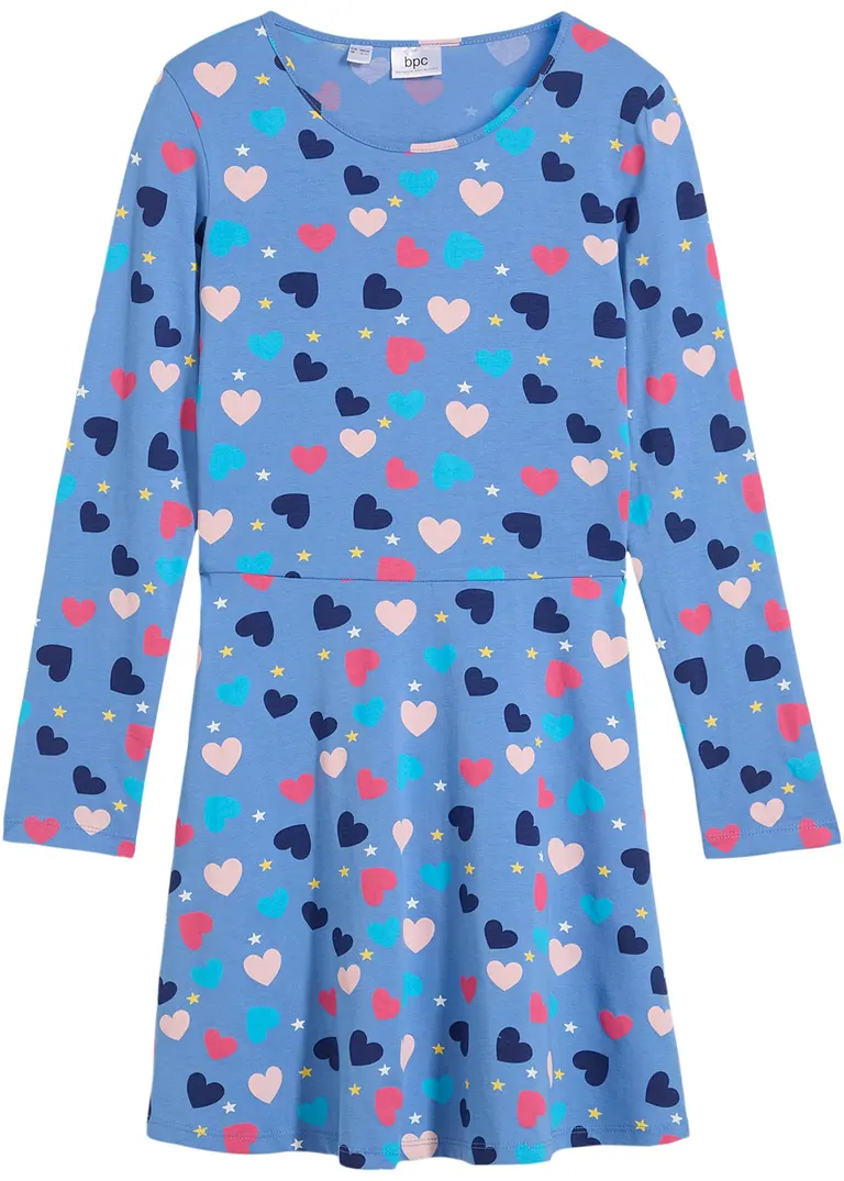 Jerseykleid aus reiner Bio-Baumwolle in blau von vorne - bonprix Jerseykleid aus reiner Bio-Baumwolle in blau von vorne - bonprix