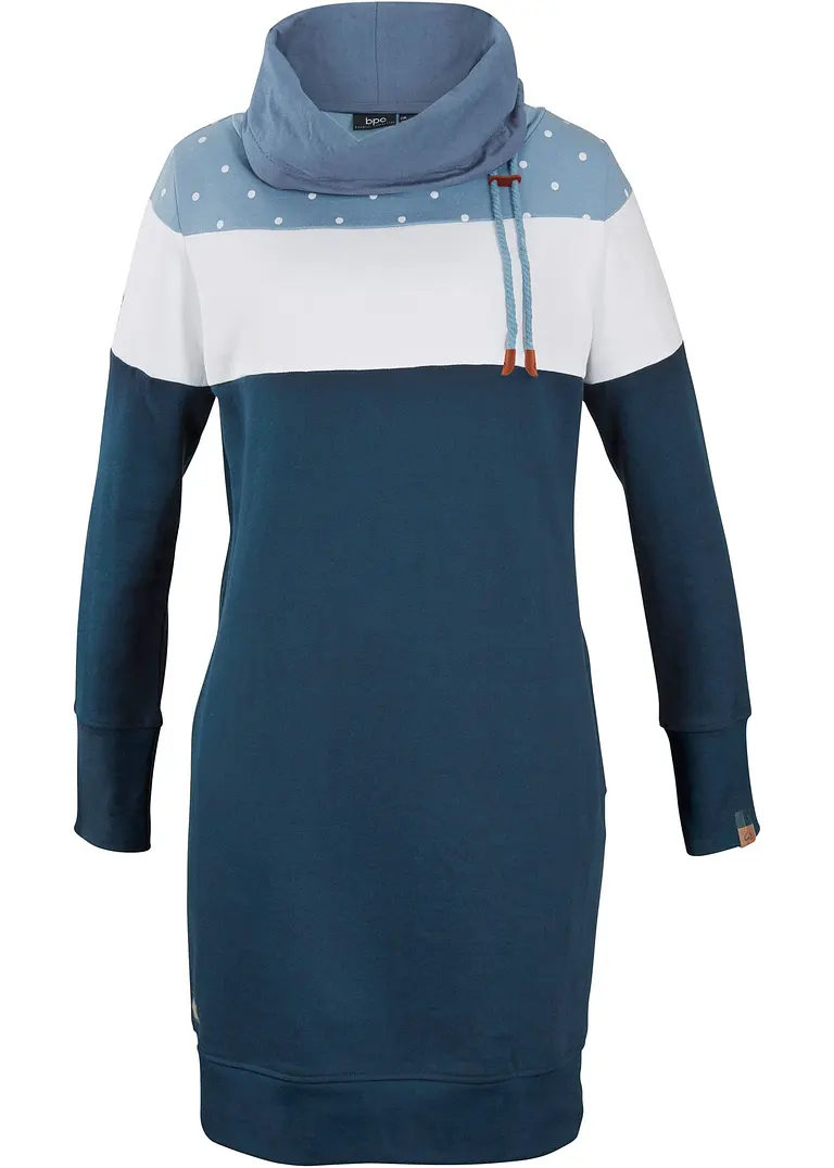 Sweatkleid aus reiner Bio-Baumwolle in blau von vorne - bonprix Sweatkleid aus reiner Bio-Baumwolle in blau von vorne - bonprix