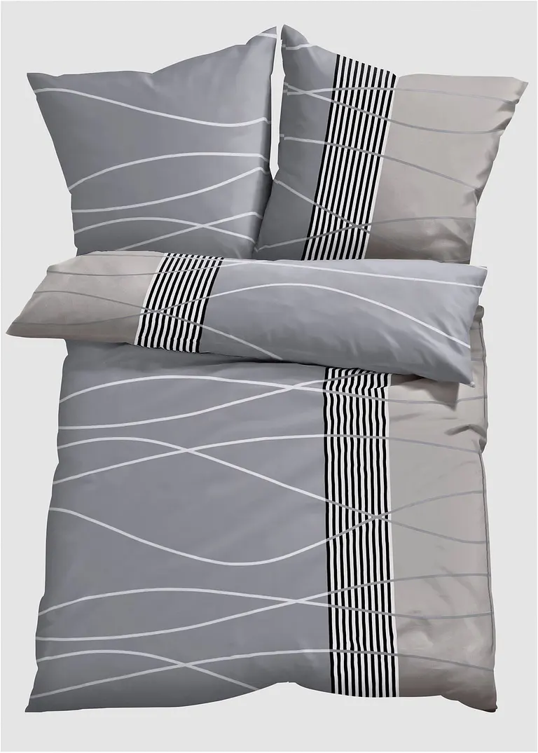 Bettwäsche mit Wellen in grau - bonprix Bettwäsche mit Wellen in grau - bonprix