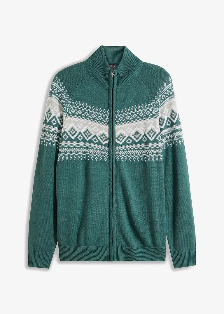 Norweger Strickjacke mit Baumwolle in grün von vorne - bonprix Norweger Strickjacke mit Baumwolle in grün von vorne - bonprix