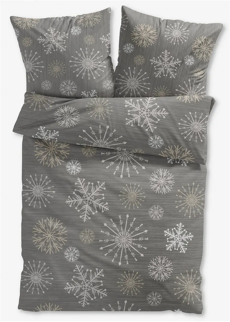 Bettwäsche mit Schneeflocken in grau - bonprix Bettwäsche mit Schneeflocken in grau - bonprix