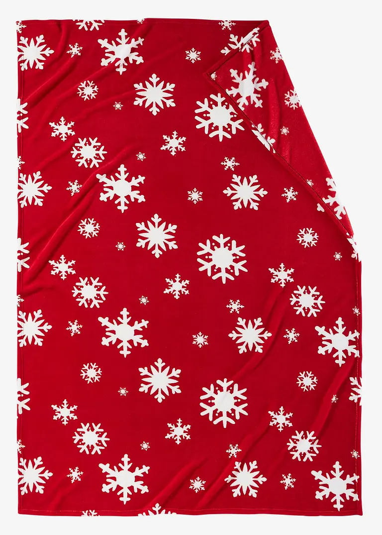 Kuscheldecke mit Schneeflocken in rot - bonprix Kuscheldecke mit Schneeflocken in rot - bonprix