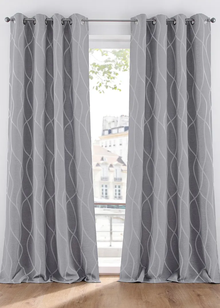 Jacquard Vorhang (1er Pack) in grau - bonprix Jacquard Vorhang (1er Pack) in grau - bonprix