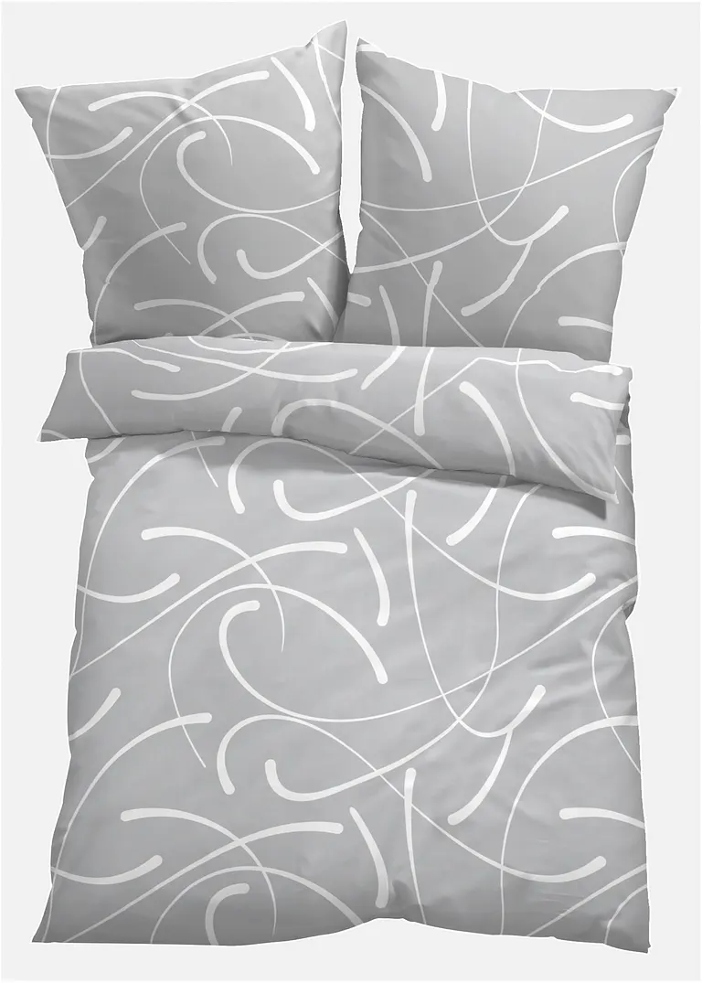 Bettwäsche mit grafischem Design in grau - bonprix Bettwäsche mit grafischem Design in grau - bonprix