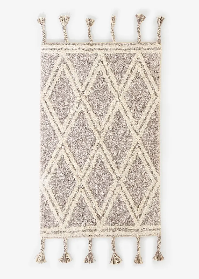 Badematte mit dekorativen Fransen in grau - bonprix Badematte mit dekorativen Fransen in grau - bonprix