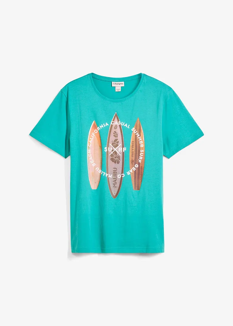 T-Shirt aus reiner Bio-Baumwolle, Slim Fit in grün von vorne - bonprix T-Shirt aus reiner Bio-Baumwolle, Slim Fit in grün von vorne - bonprix