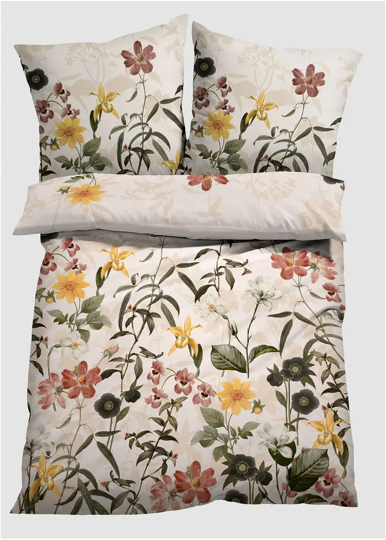 Bettwäsche mit Blumen Design in beige von vorne - bonprix Bettwäsche mit Blumen Design in beige von vorne - bonprix
