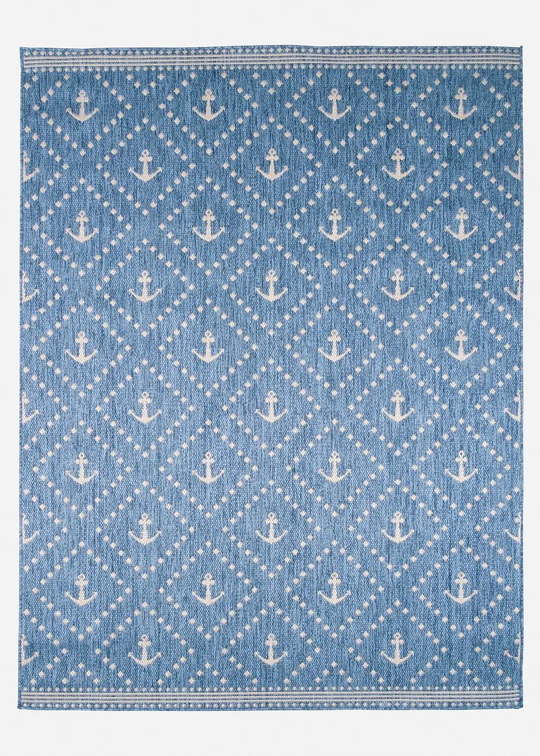 In-und Outdoor Teppich mit Anker Motiv in blau - bonprix In-und Outdoor Teppich mit Anker Motiv in blau - bonprix