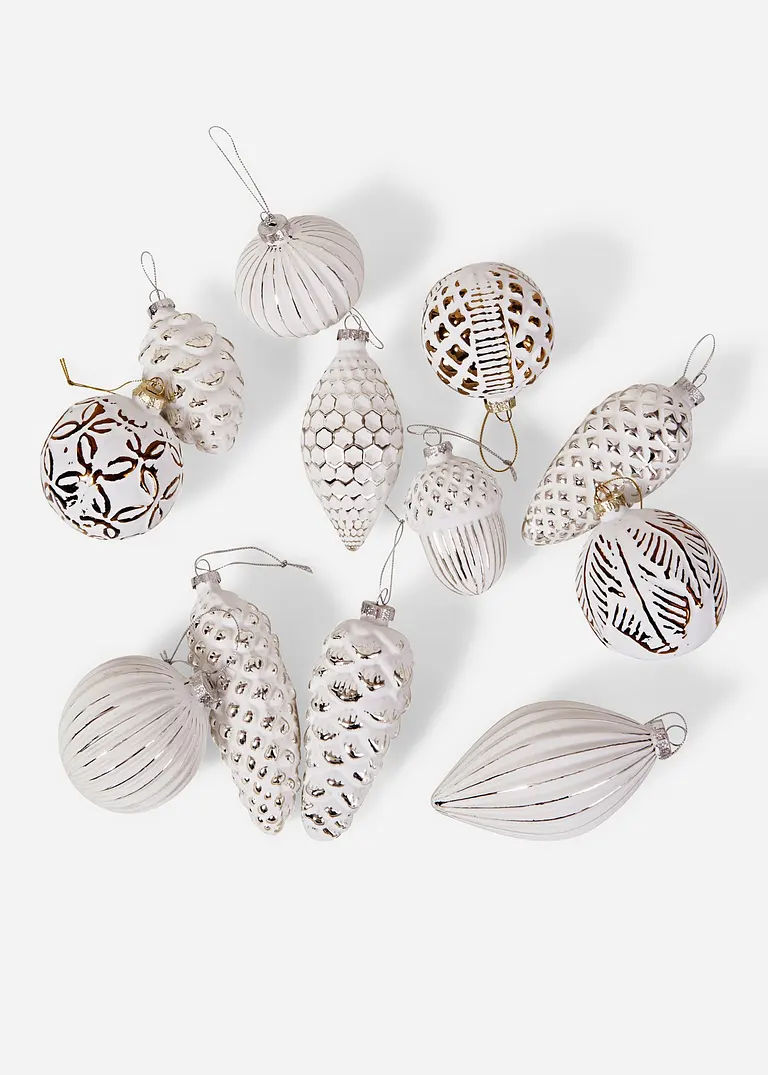 Weihnachtskugeln (12-tlg. Set) in weiß von vorne - bonprix Weihnachtskugeln (12-tlg. Set) in weiß von vorne - bonprix