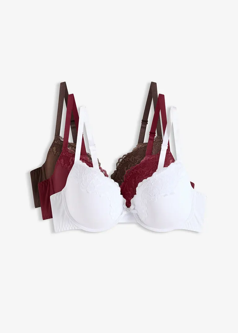 Schalen BH (3er Pack) in rot von vorne - bonprix Schalen BH (3er Pack) in rot von vorne - bonprix