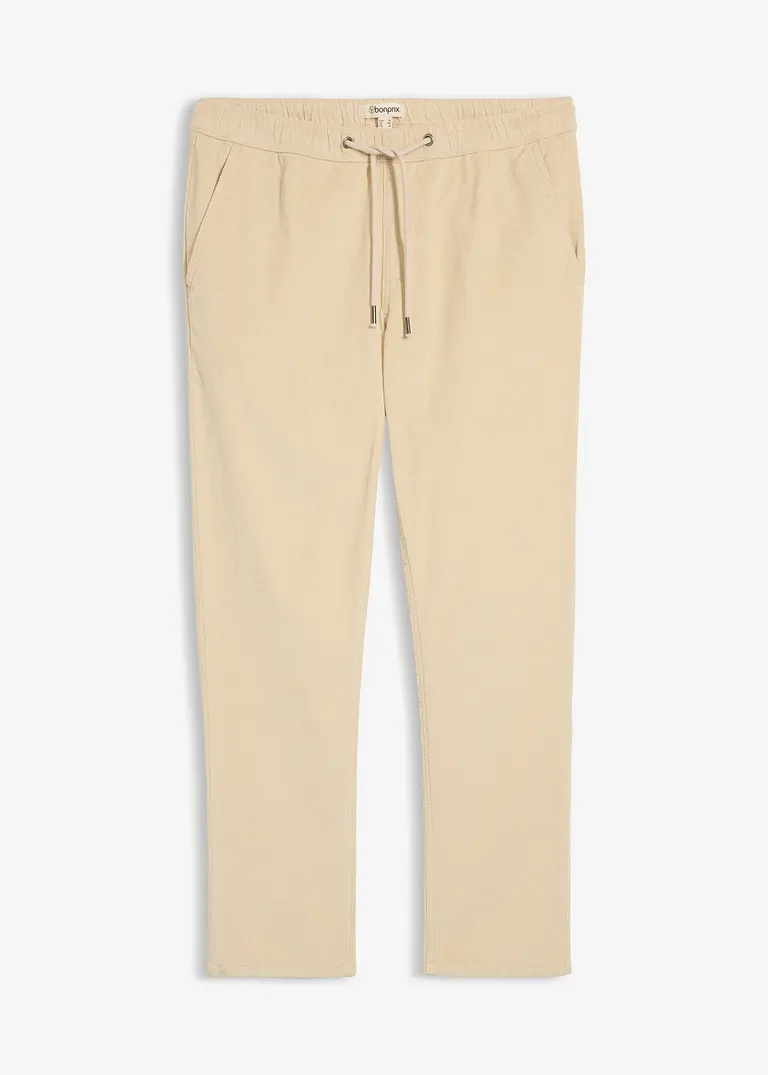 Regular Fit Cord-Schlupfhose, Straight in beige von vorne - bonprix Regular Fit Cord-Schlupfhose, Straight in beige von vorne - bonprix
