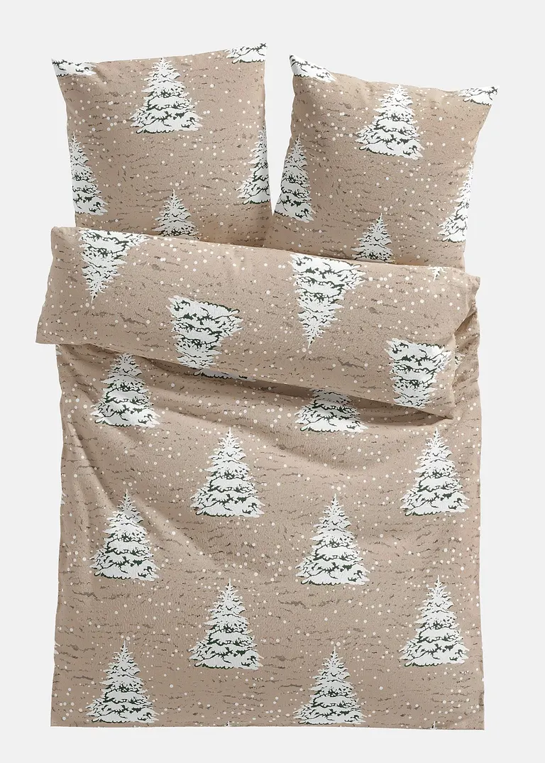 Bettwäsche mit Tannenbäumen in braun von vorne - bonprix Bettwäsche mit Tannenbäumen in braun von vorne - bonprix