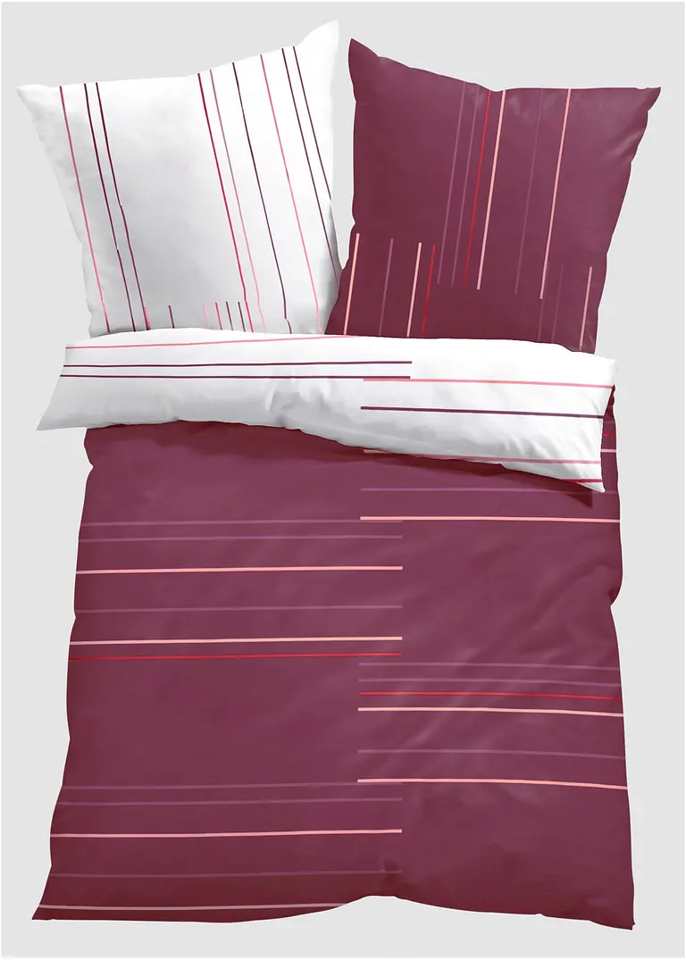 Wendebettwäsche mit Streifen in lila von vorne - bonprix Wendebettwäsche mit Streifen in lila von vorne - bonprix
