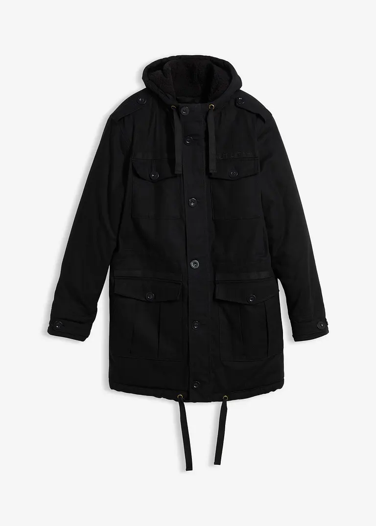 Winter Field-Parka mit Kuschel-Fleece-Futter in schwarz von vorne - bonprix Winter Field-Parka mit Kuschel-Fleece-Futter in schwarz von vorne - bonprix