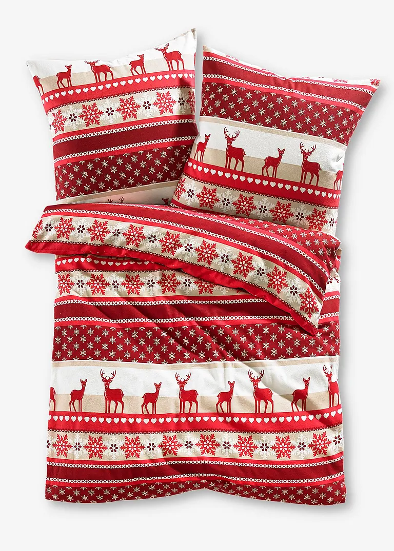 Bettwäsche mit winterlichem Design in rot von vorne - bonprix Bettwäsche mit winterlichem Design in rot von vorne - bonprix