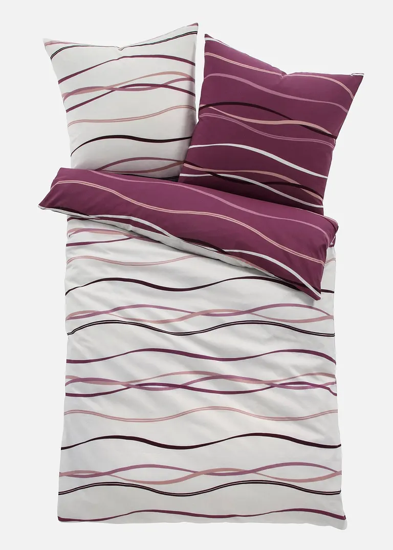 Wendebettwäsche mit Wellen in lila von vorne - bonprix Wendebettwäsche mit Wellen in lila von vorne - bonprix