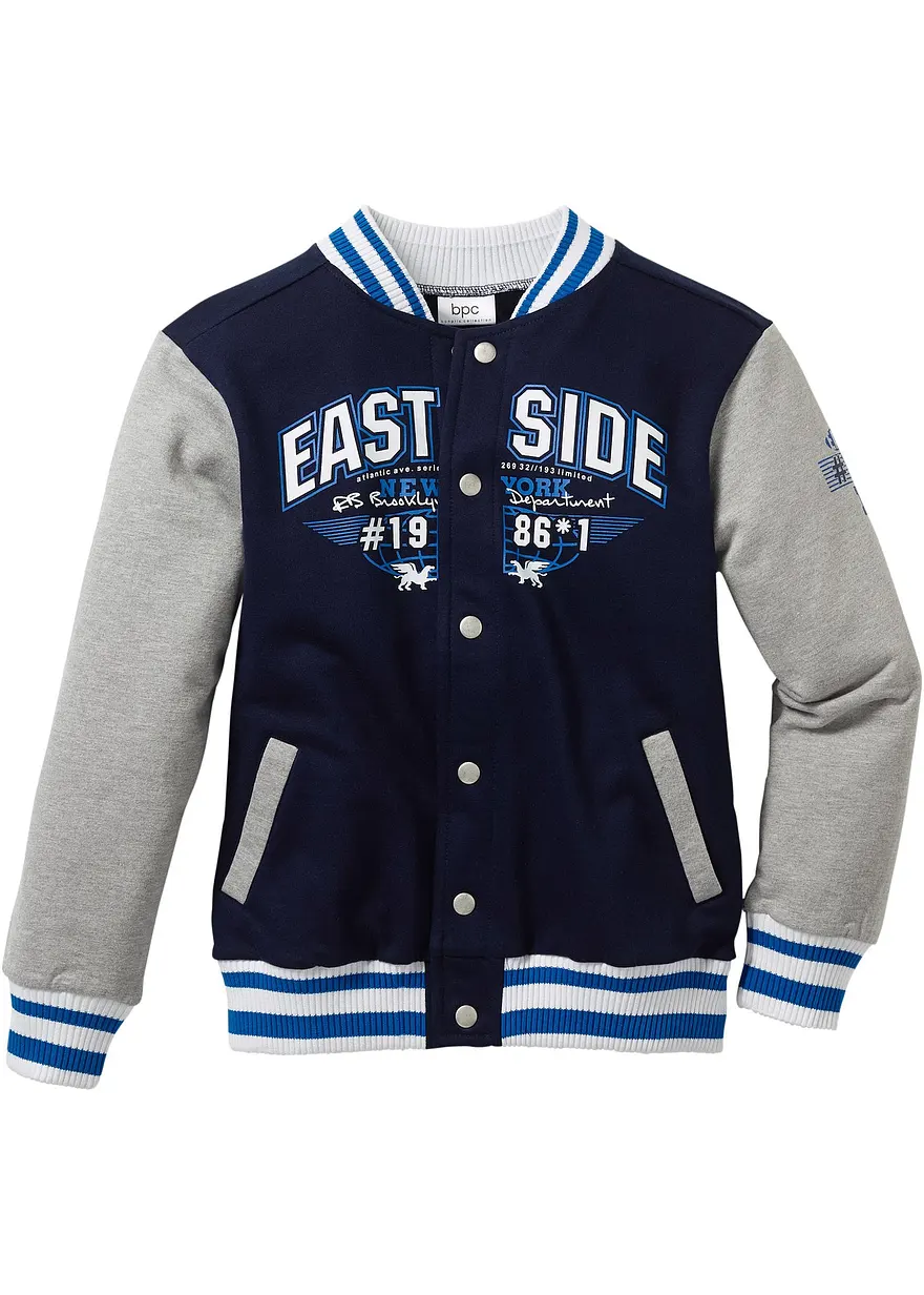 Jungen College Sweatjacke aus Bio-Baumwolle in blau von vorne - bonprix Jungen College Sweatjacke aus Bio-Baumwolle in blau von vorne - bonprix