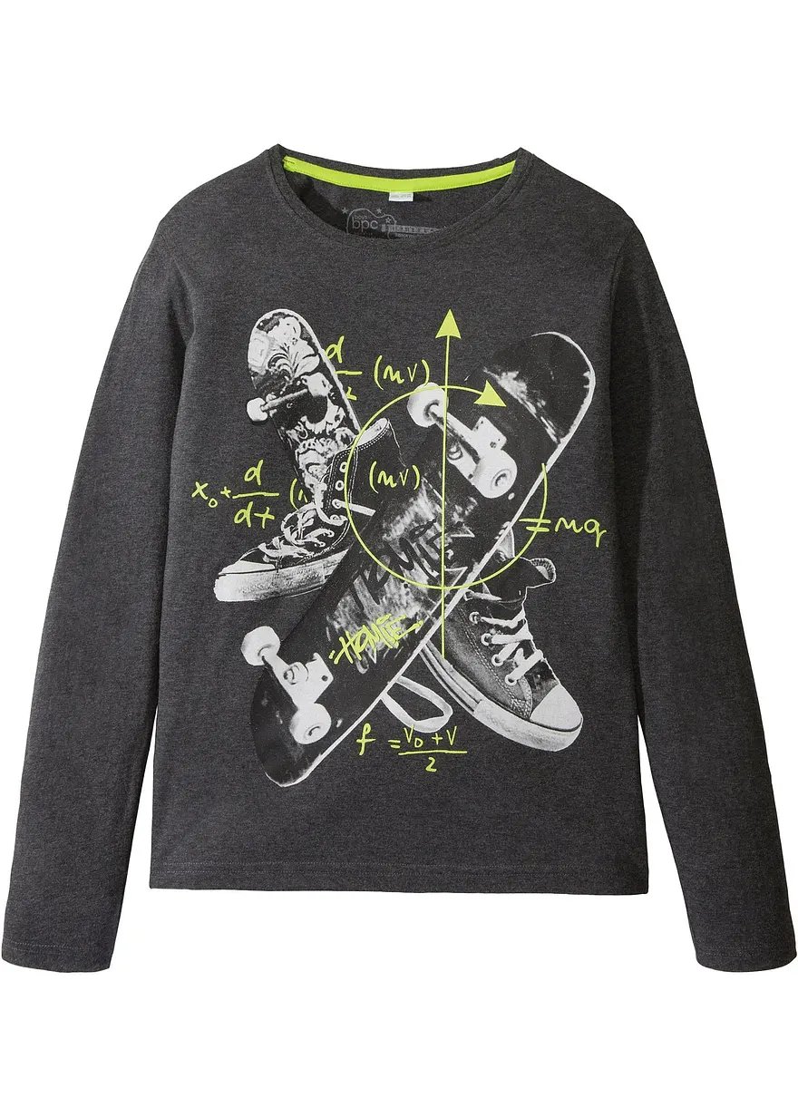 Langarmshirt mit Baumwolle in grau von vorne - bonprix Langarmshirt mit Baumwolle in grau von vorne - bonprix