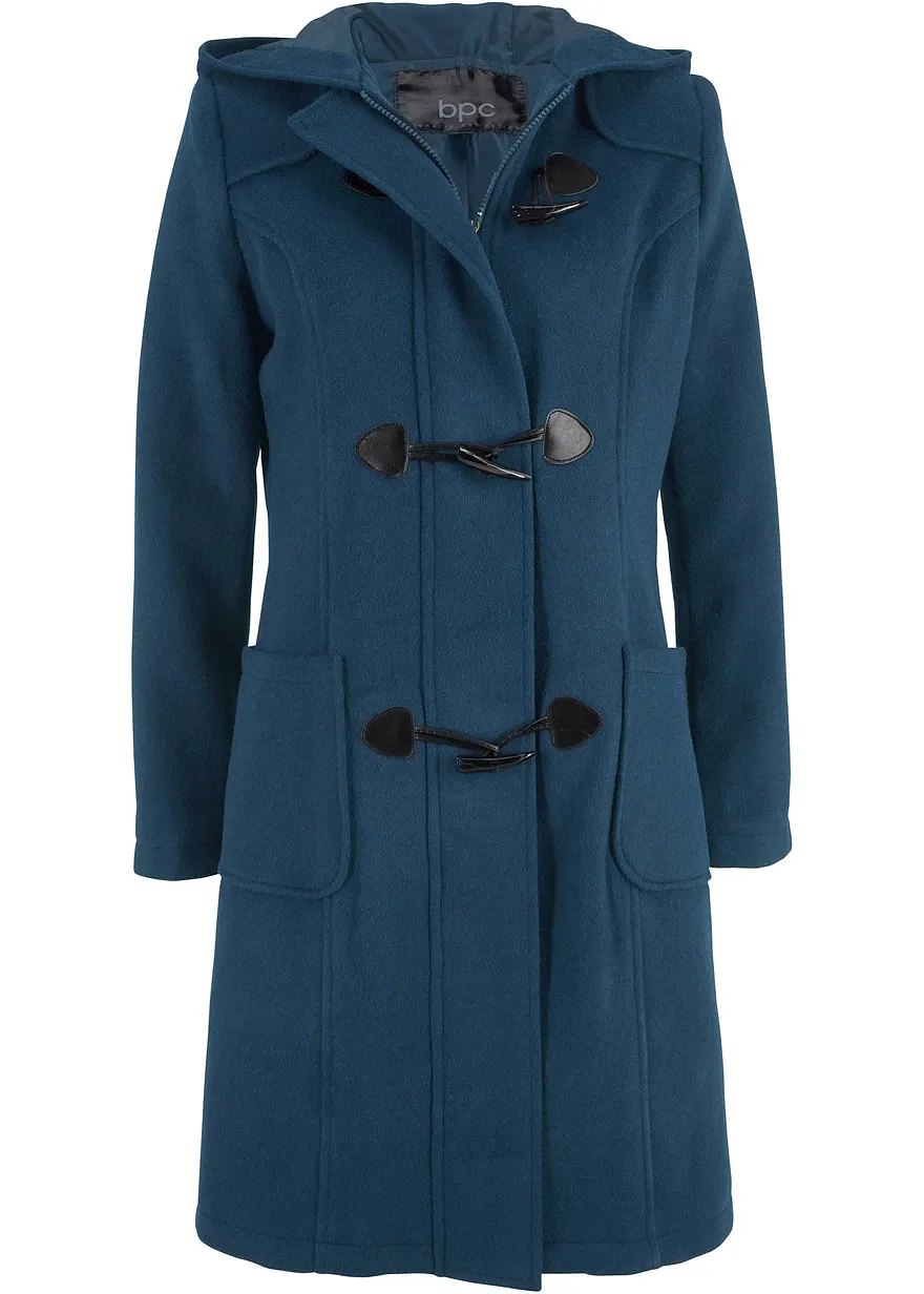 Dufflecoat-Wollmantel in blau von vorne - bonprix Dufflecoat-Wollmantel in blau von vorne - bonprix
