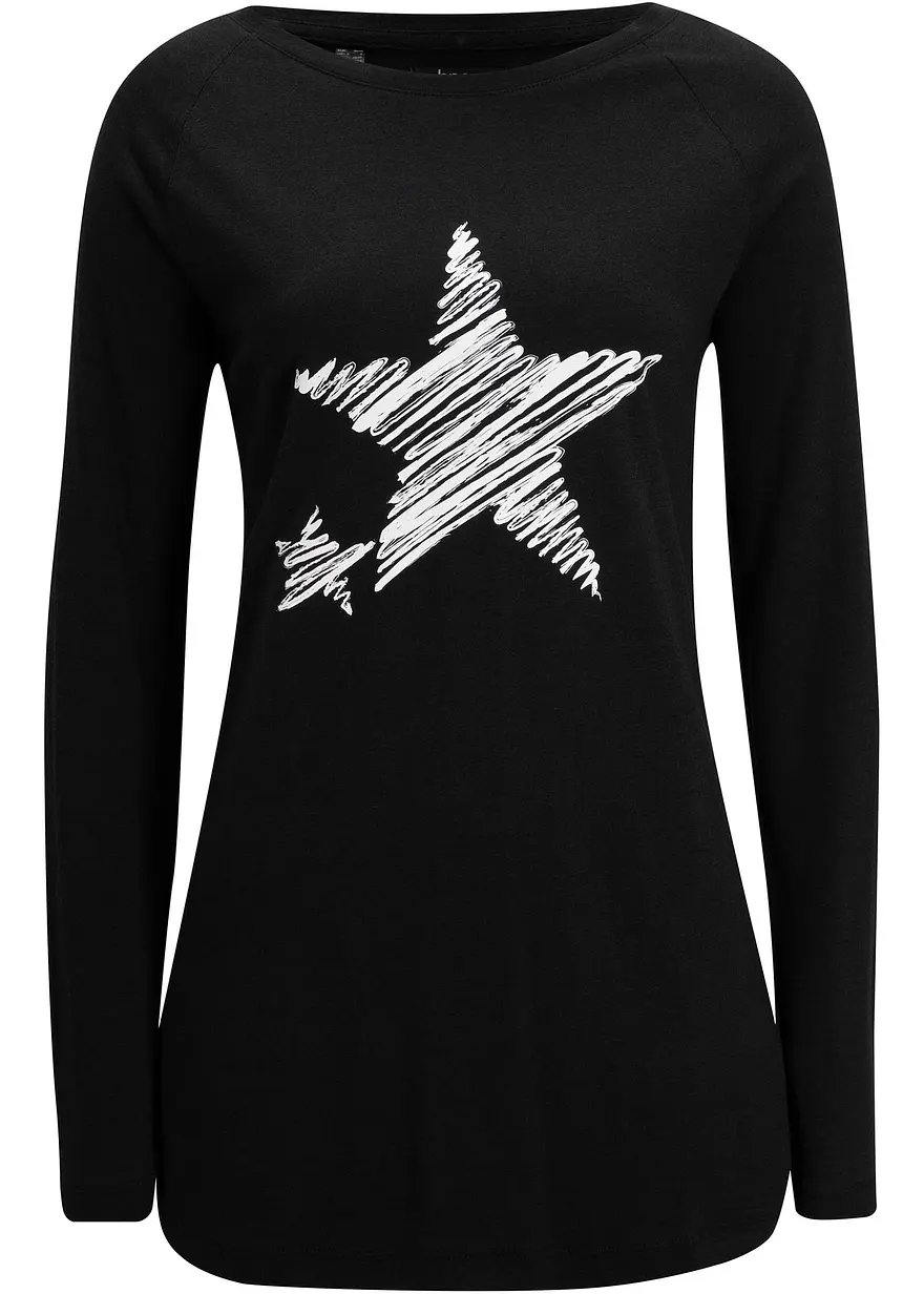 Longshirt in schwarz von vorne - bonprix Longshirt in schwarz von vorne - bonprix