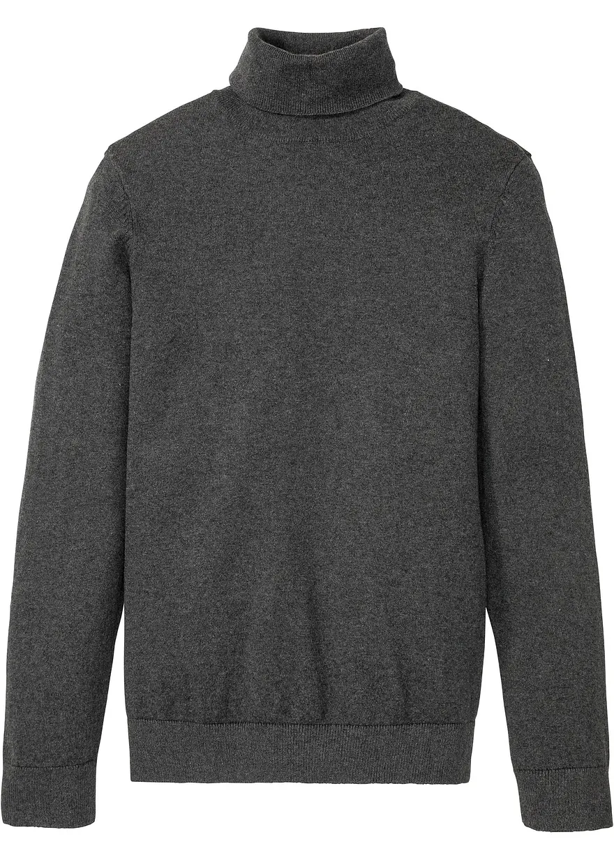 Rollkragenpullover mit Kaschmir in grau von vorne - bonprix Rollkragenpullover mit Kaschmir in grau von vorne - bonprix