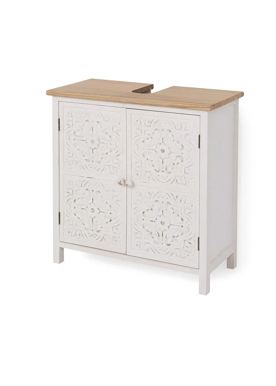Waschbeckenunterschrank mit Ornament in weiß von vorne - bpc living bonprix collection Waschbeckenunterschrank mit Ornament in weiß von vorne - bpc living bonprix collection