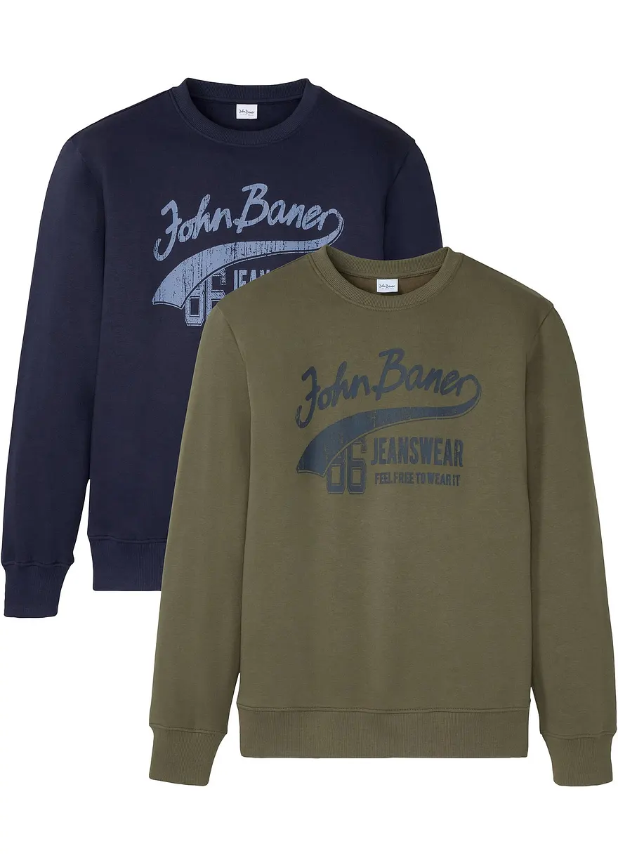 Sweatshirt (2er Pack) aus weichem Baumwoll-Mix in blau von vorne - bonprix Sweatshirt (2er Pack) aus weichem Baumwoll-Mix in blau von vorne - bonprix