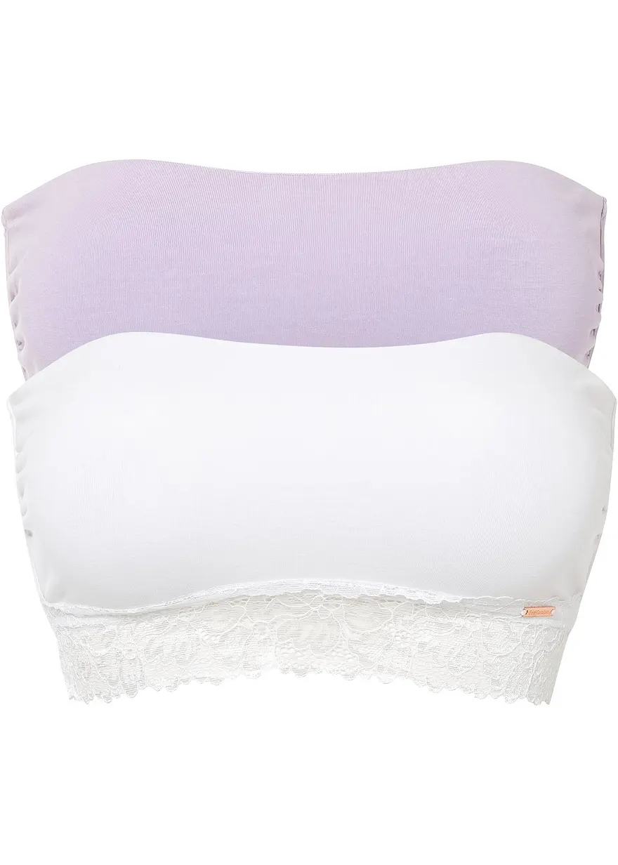 Bandeau BH mit Bio-Baumwolle (2er Pack) in lila von vorne - bonprix Bandeau BH mit Bio-Baumwolle (2er Pack) in lila von vorne - bonprix