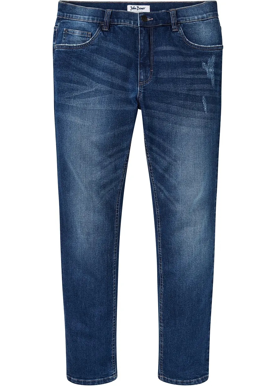 Slim Fit Stretch-Jeans, Straight in blau von vorne - bonprix Slim Fit Stretch-Jeans, Straight in blau von vorne - bonprix