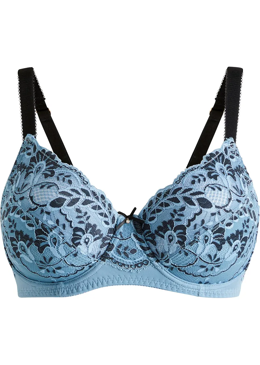 Minimizer-BH mit zarter Spitze in blau von vorne - bonprix Minimizer-BH mit zarter Spitze in blau von vorne - bonprix