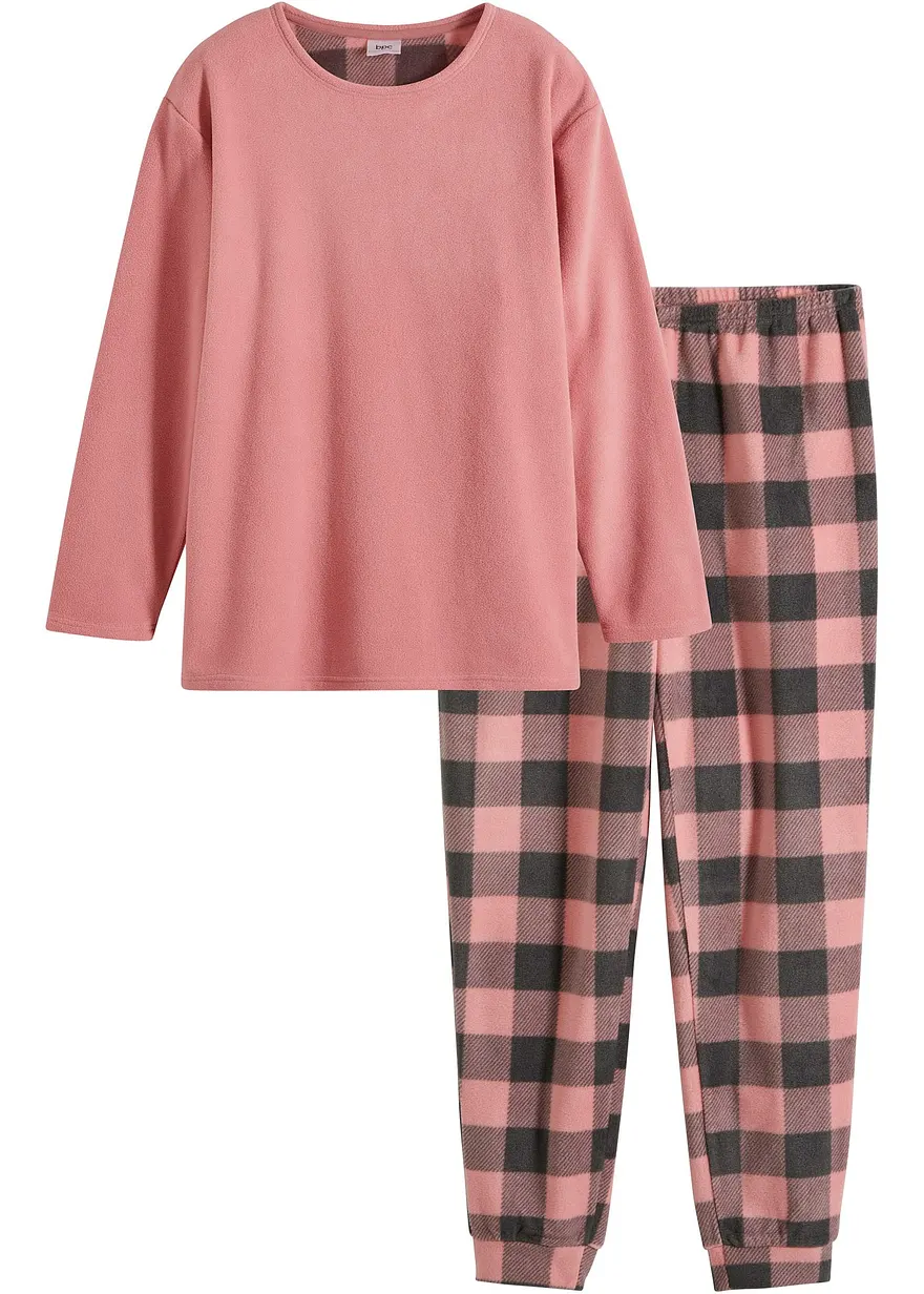 Loungewear Hausanzug aus Fleece in rosa von vorne - bonprix Loungewear Hausanzug aus Fleece in rosa von vorne - bonprix