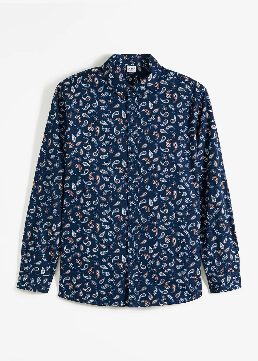 Langarmhemd mit Komfortschnitt in blau von vorne - bonprix Langarmhemd mit Komfortschnitt in blau von vorne - bonprix