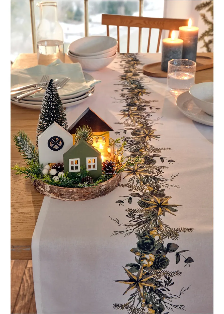 Tischläufer mit weihnachtlichem Druck in weiß - bonprix Tischläufer mit weihnachtlichem Druck in weiß - bonprix